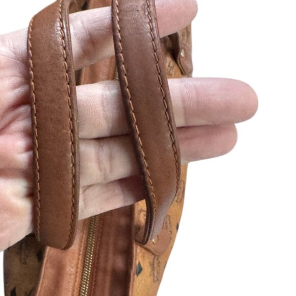 Authentic MCM Blue Stripe Tote Cognac Monogram - Picture 15 of 15